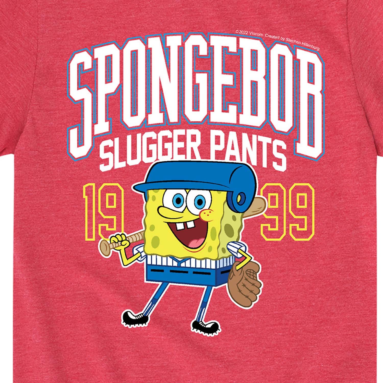 HYBRID APPAREL Spongebob Squarepants Graphic T-Shirt - Toddler & Youth Short Sleeve Baseball Tee - Soft Cotton Cartoon Character Top for Kids Playwear, Birthday Gifts & Casual Outfits
