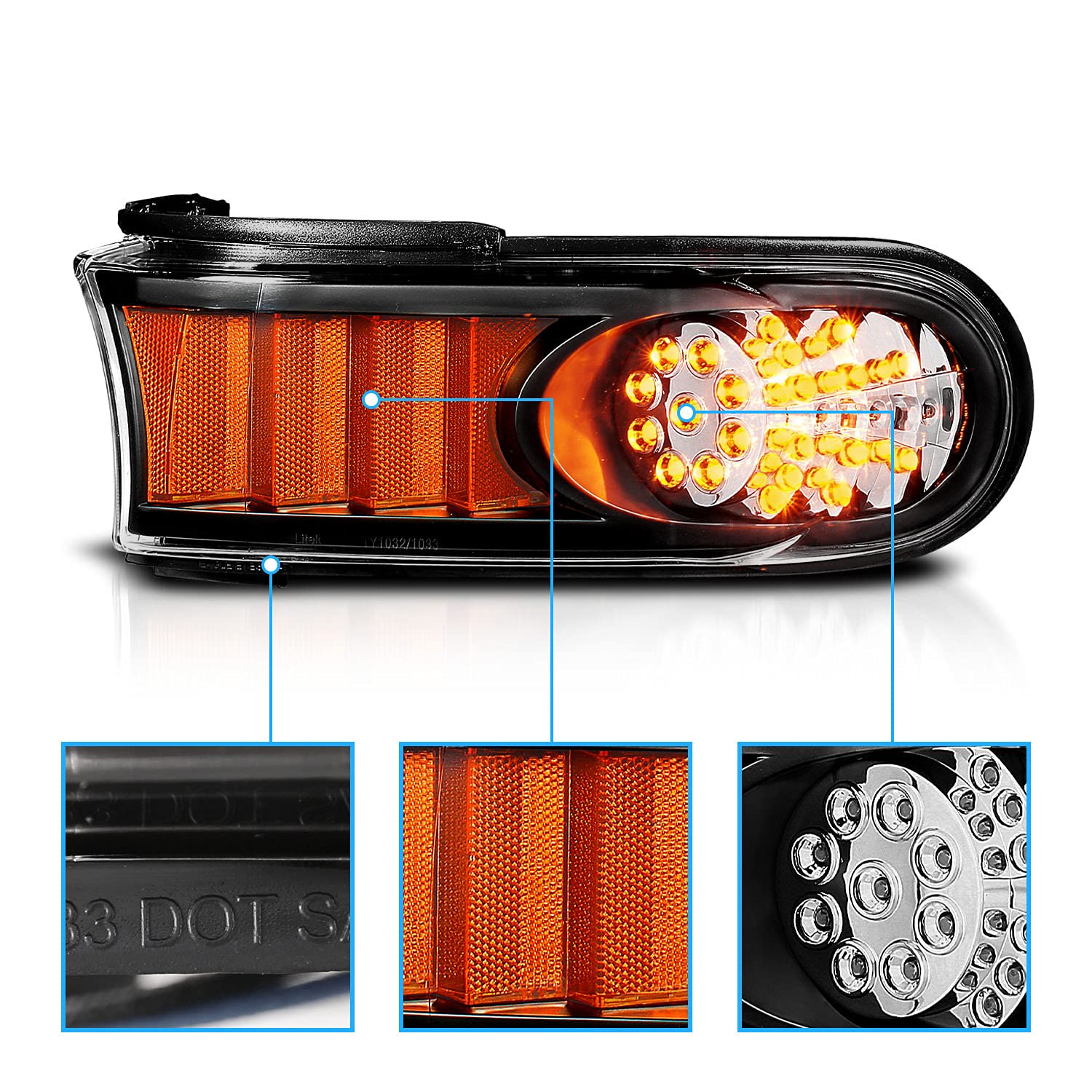 AmeriLite Black Parking Lights for Toyota FJ Cruiser - Left & Right Side Replacement - Durable & Weatherproof for Off-Road Adventures & Night Driving