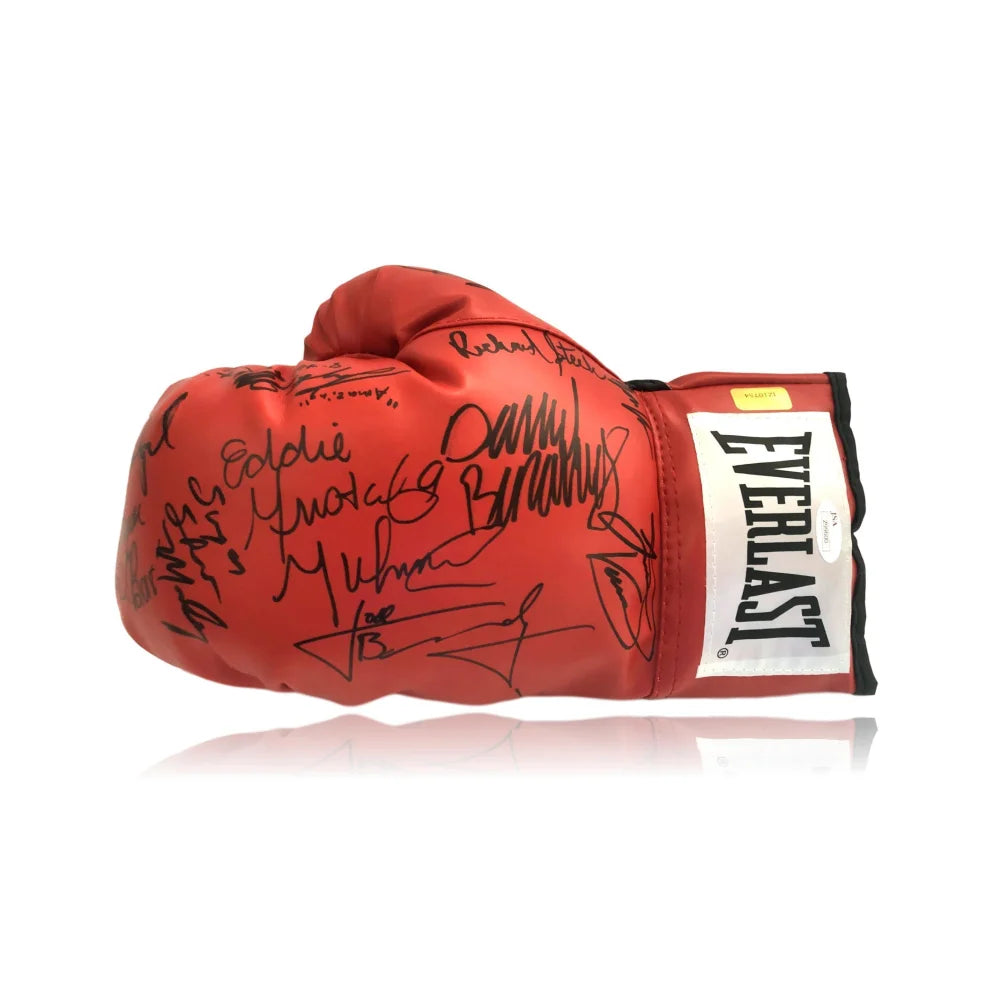 Authentic Boxing Legends Multi-Signed Glove with JSA COA - Shane Mosley, Fernando Vargas, Michael Carbajal, Ray Mercer +7 - Perfect for Sports Memorabilia Collectors, Man Cave Decor, and Boxing Fan Gifts