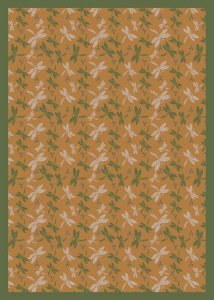 Joy Carpets Kaleidoscope Dragonflies Whimsical Area Rugs in Gold - Soft Non-Slip Kids Room & Nursery Rug for Playroom, Bedroom Decor