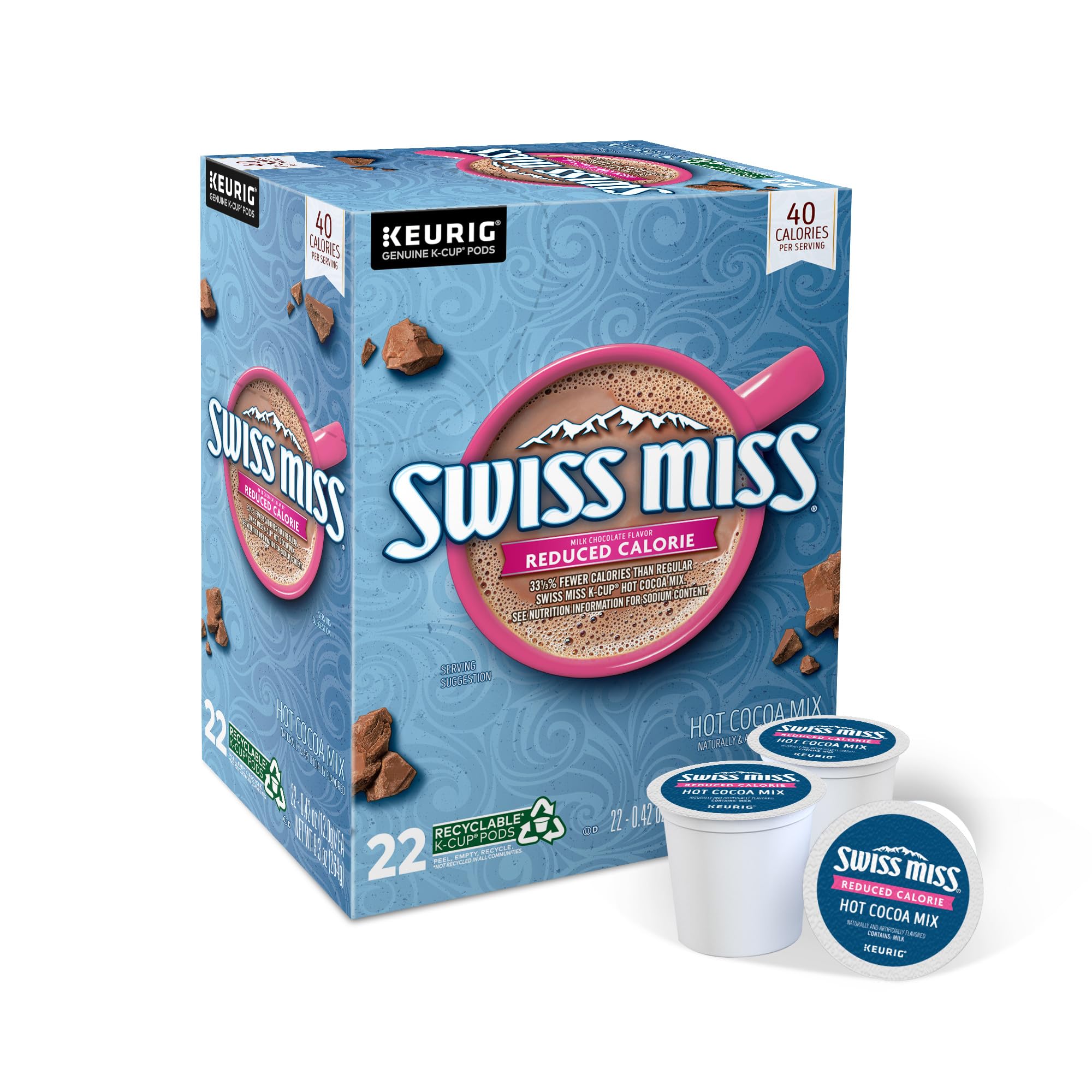 Swiss Miss Sensible Sweets Light Hot Cocoa Mix - Low Calorie Keurig K-Cup Pods (96 Count) - Perfect for Office, Home & Winter Comfort Drinks