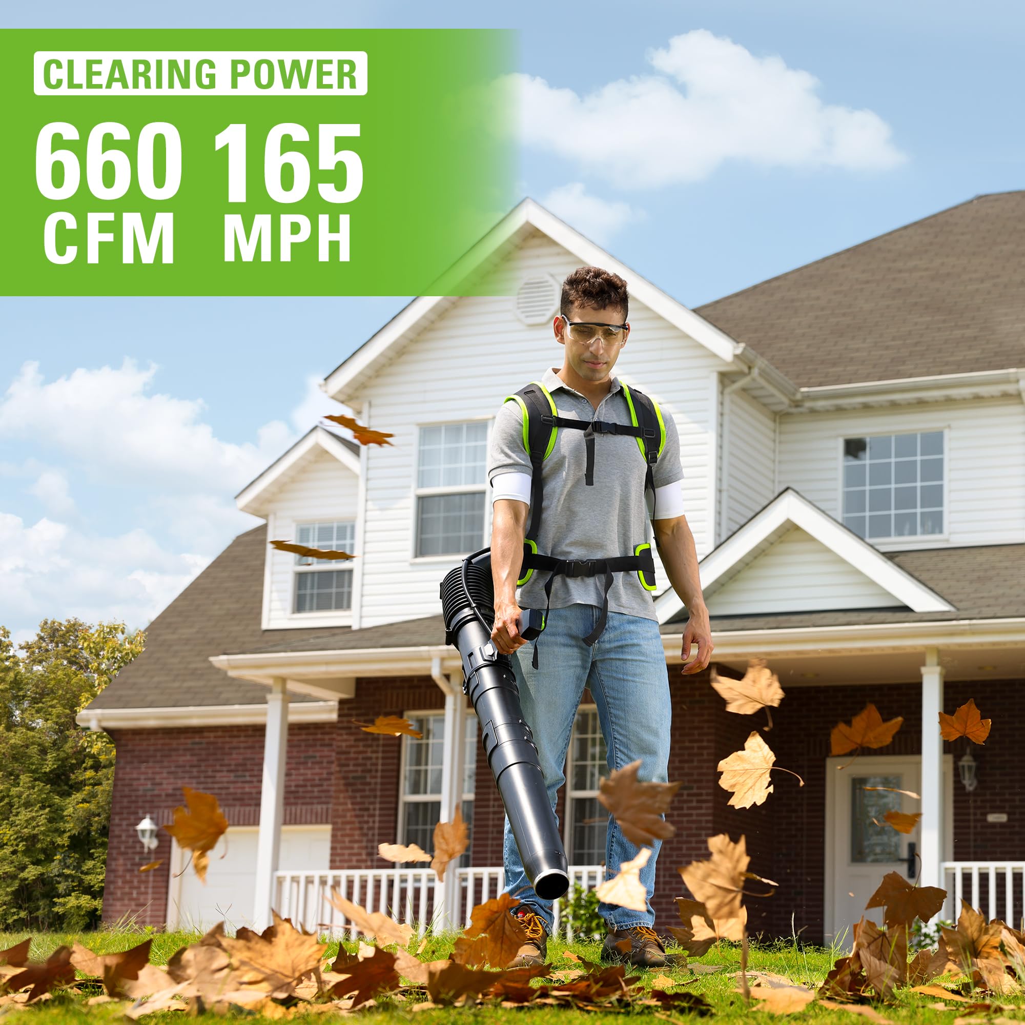 Greenworks 40V Cordless Brushless Backpack Leaf Blower - 165 MPH, 660 CFM, 8.0Ah Battery & Charger Included - Compatible with 75+ Tools - Ideal for Yard Cleaning, Leaf Removal & Landscaping