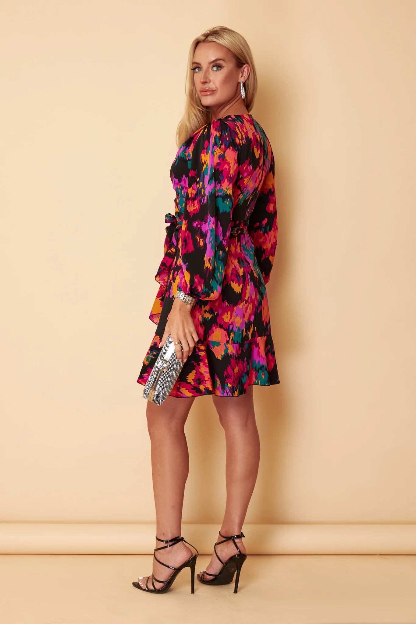 Katrina Abstract Print Long Sleeve Mini Dress for Women - Colorful Floral Pattern Party Cocktail Dress | Perfect for Night Out, Date Night & Special Occasions