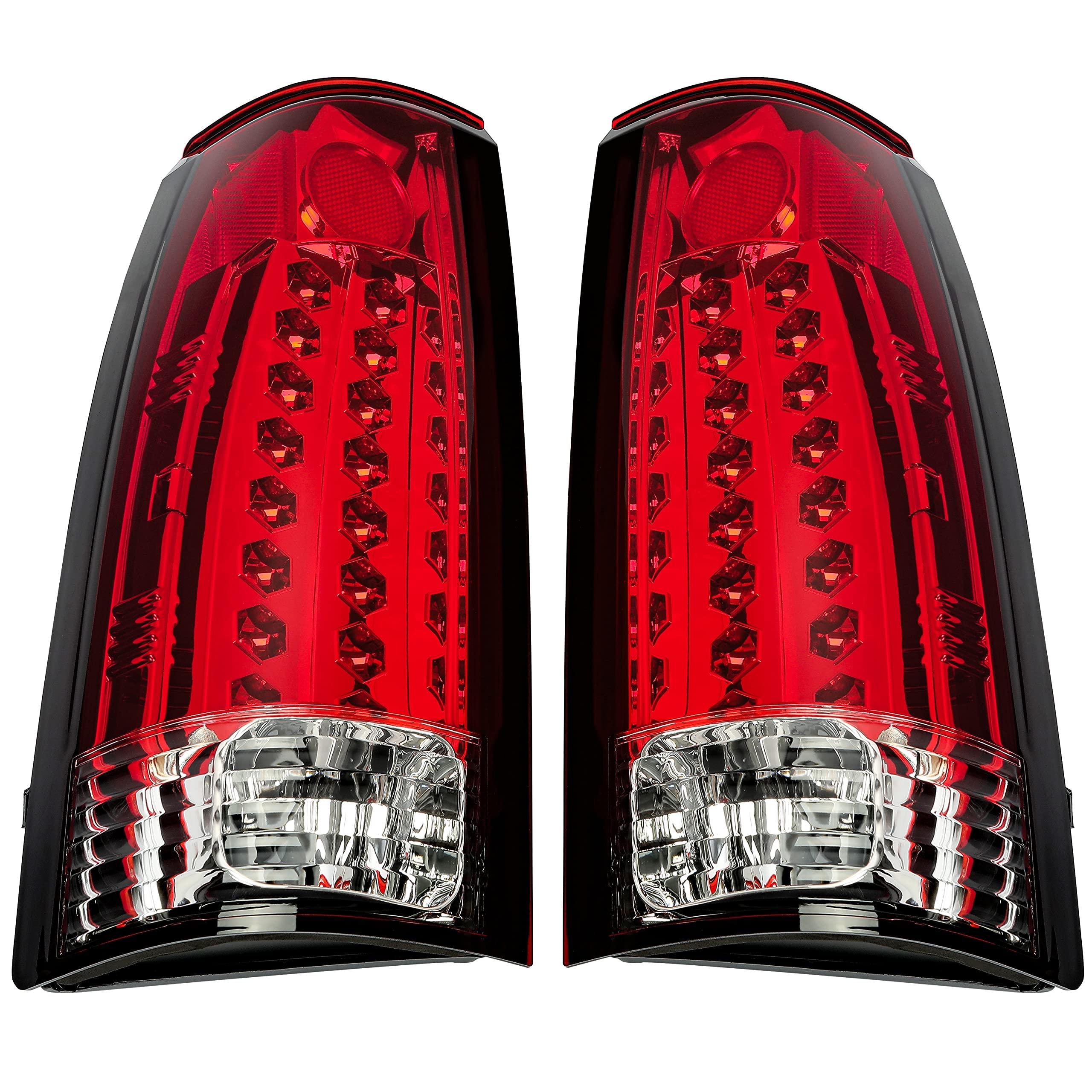 ECOTRIC LED Tail Lights for 1988-2000 Chevy Silverado GMC Sierra Suburban C/K 1500 2500 3500 - Red Lens Brake Lights (Bulbs Not Included) - Perfect for Truck Upgrades & Nighttime Safety