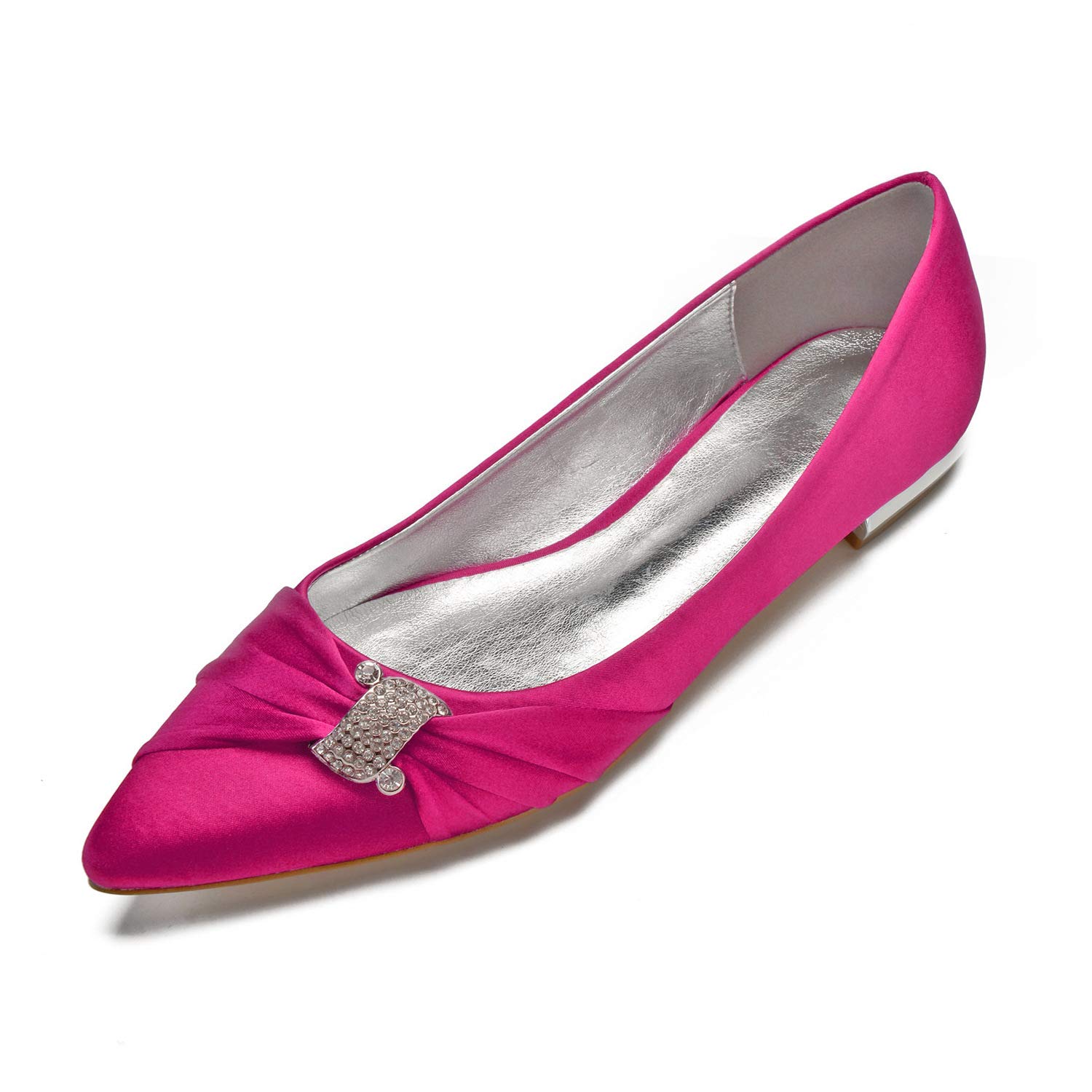 CCBubble Women's Satin Wedding Flats - Pointed Toe Slip-On Formal Shoes for Prom, Evening Party & Bridal Occasions - Comfortable Dress Flats for Special Events