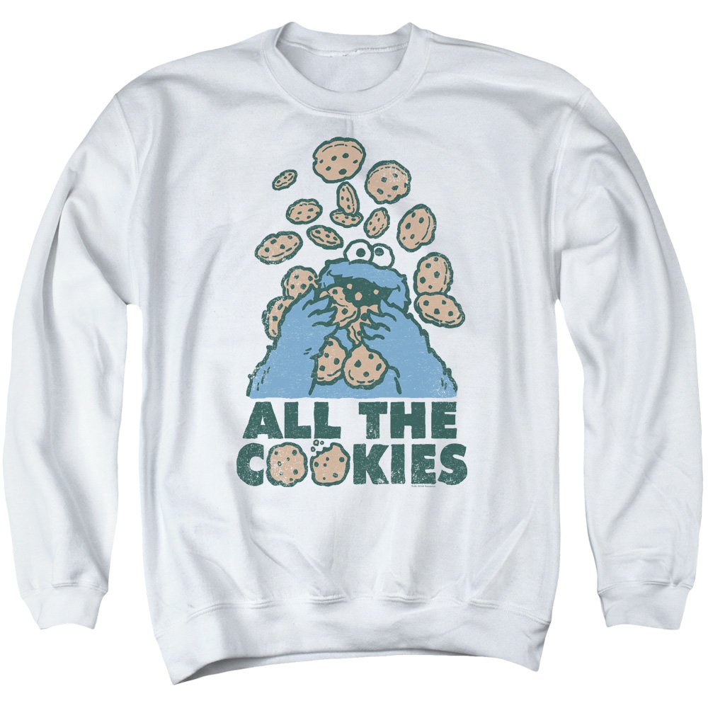 **Sesame Street All The Cookies Unisex Adult Crewneck Sweatshirt for Men & Women - Casual Comfort, Gift for Fans, Lounge & Streetwear**