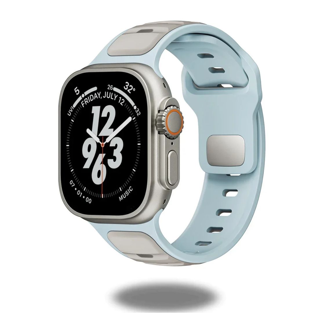 Durable Dual-Tone Silicone Sports Bands for Apple Watch - Sweatproof & Comfortable Fitness Tracker Straps for Running, Gym & Outdoor Activities