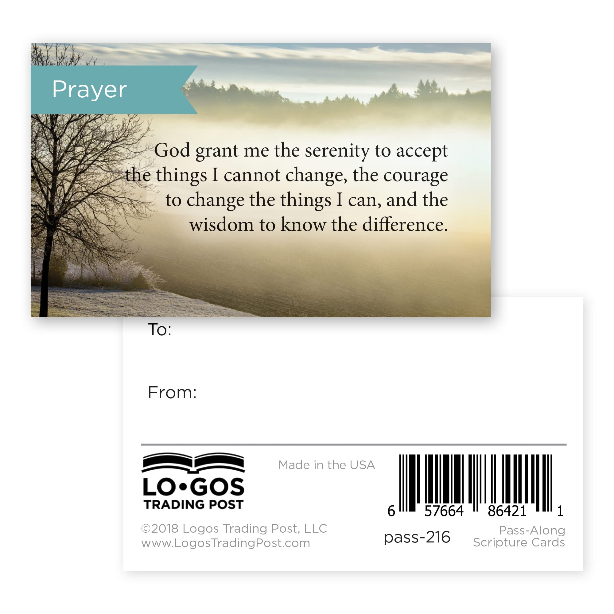 Pass It On Scripture Cards - Serenity Prayer, Pack of 25 Inspirational Bible Verse Wallet Cards for Devotional, Bible Study & Memorization - Small Christian Encouragement Cards for Church, Bible Study Groups & Personal Reflection