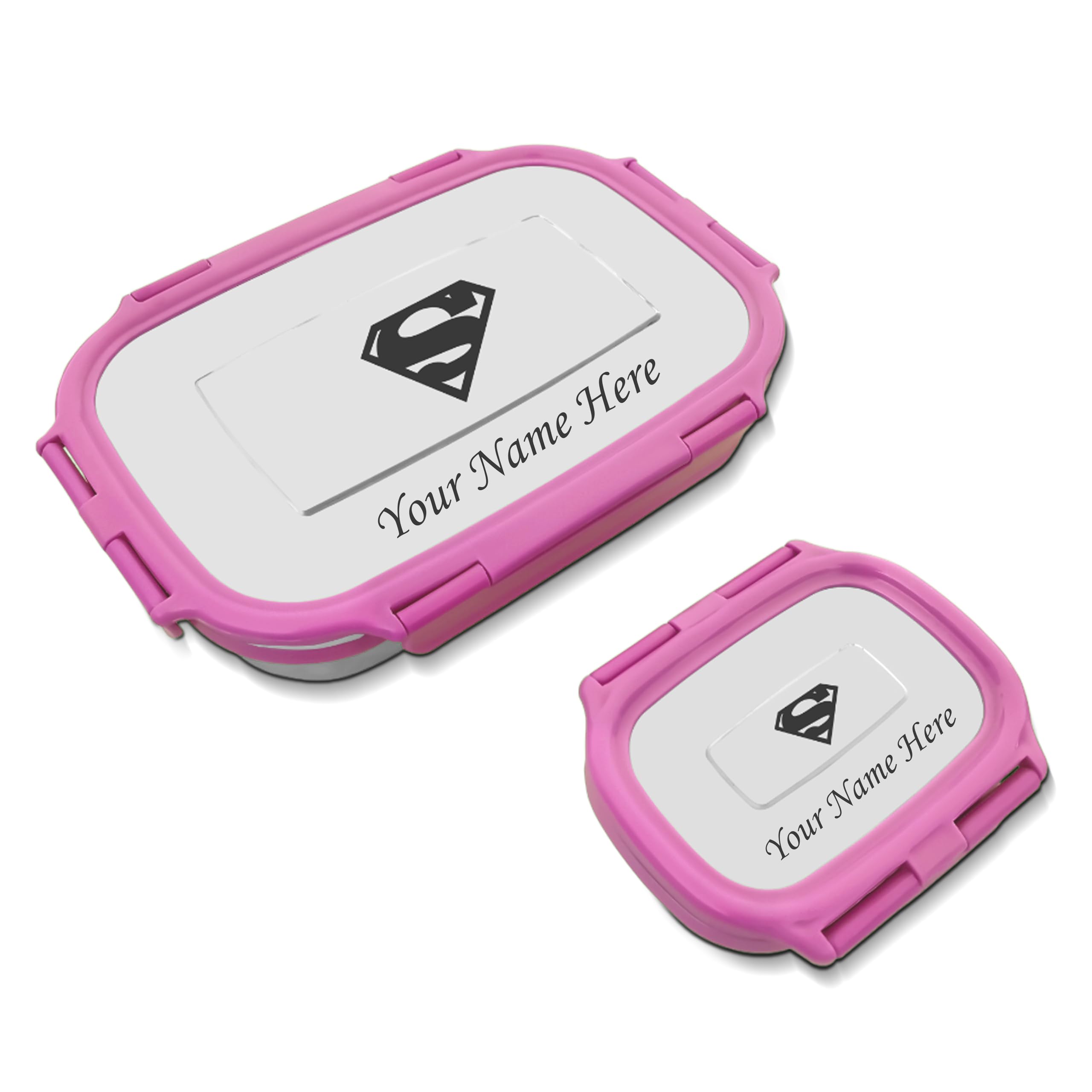 Personalized Stainless Steel Lunch Box for Kids - Custom Name & Character Engraved Tiffin Box | School Meal Container, Birthday Gift & Return Present | BPA-Free, Leak-Proof & Durable (Pink) - Perfect for School Lunches, Picnics & Daily Use