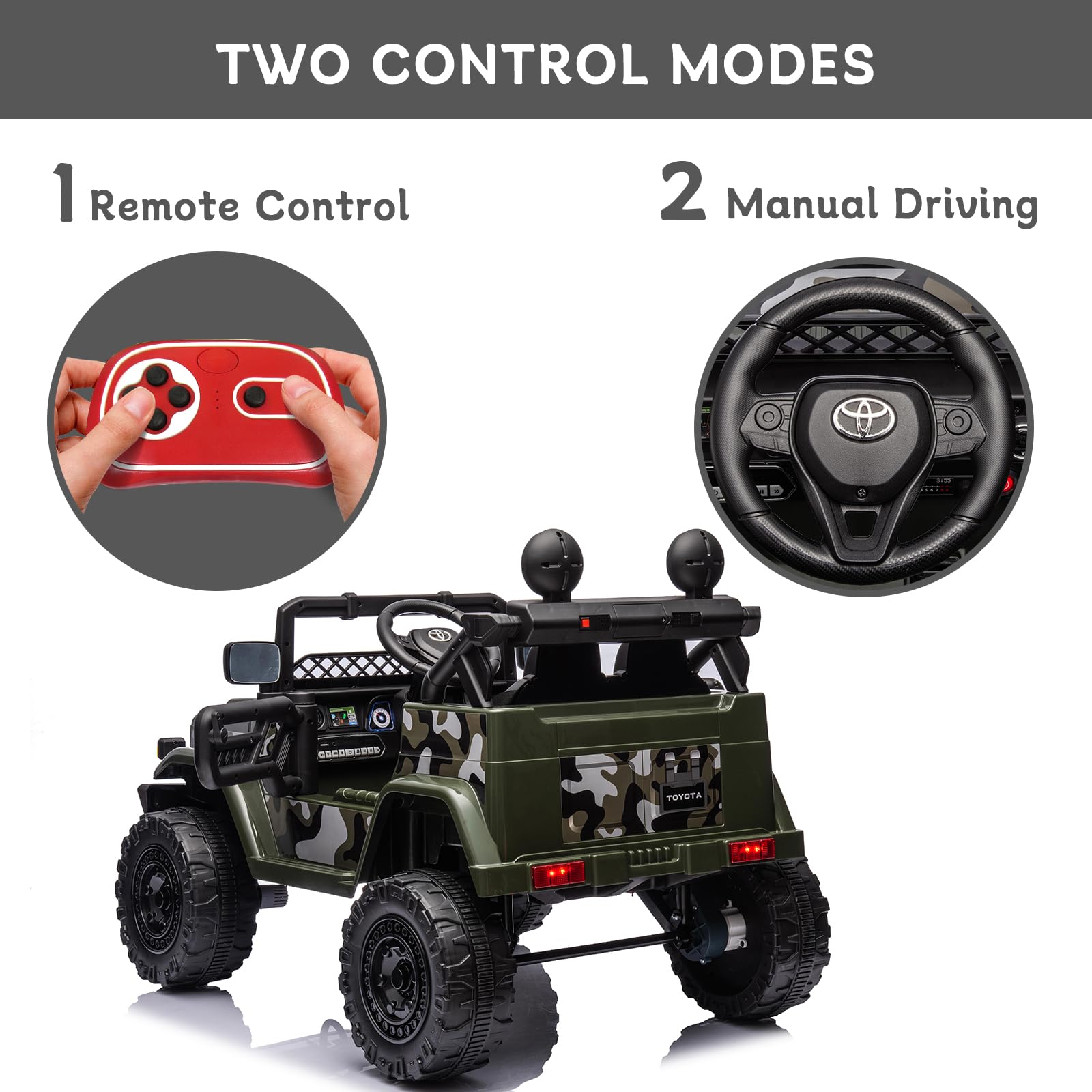 Bobike 12V Kids Ride-On Truck Toy Car - Battery Powered Electric Vehicle with 2.4G Remote Control for Ages 3-8 Years - Double Opening Doors, Music & USB Port - Perfect Gift for Boys & Girls (Green) - Ideal for Outdoor Play, Birthday Presents & Family Fun Activities