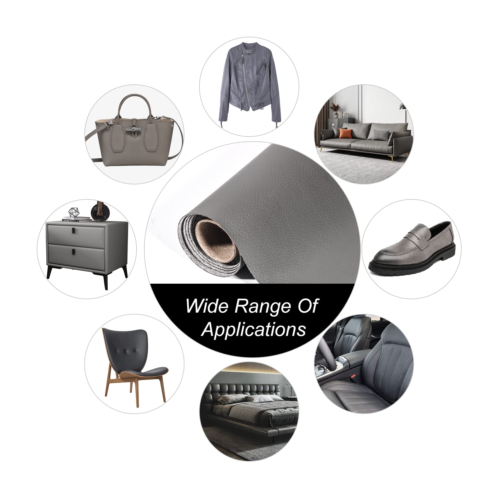 Self-Adhesive PU Leather Repair Patch Kit - Dark Gray Vinyl & Leather Repair Tape (3.1