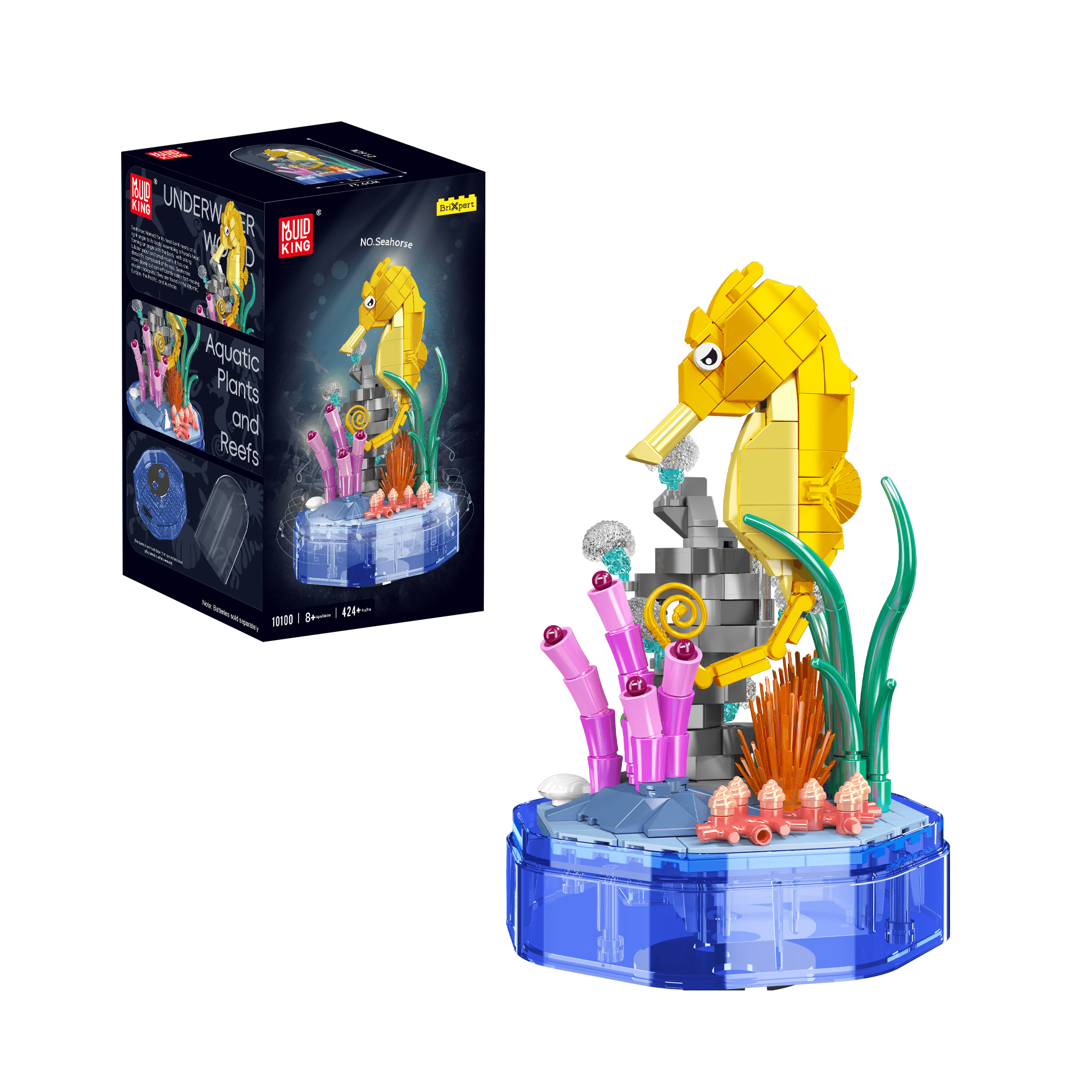 Mould King 10100 Seahorse Music Box Building Blocks Set - 424 Pieces DIY Model Kit for Adults & Kids | Perfect Gift for Birthday, Christmas | Home Decor & Collectible Display