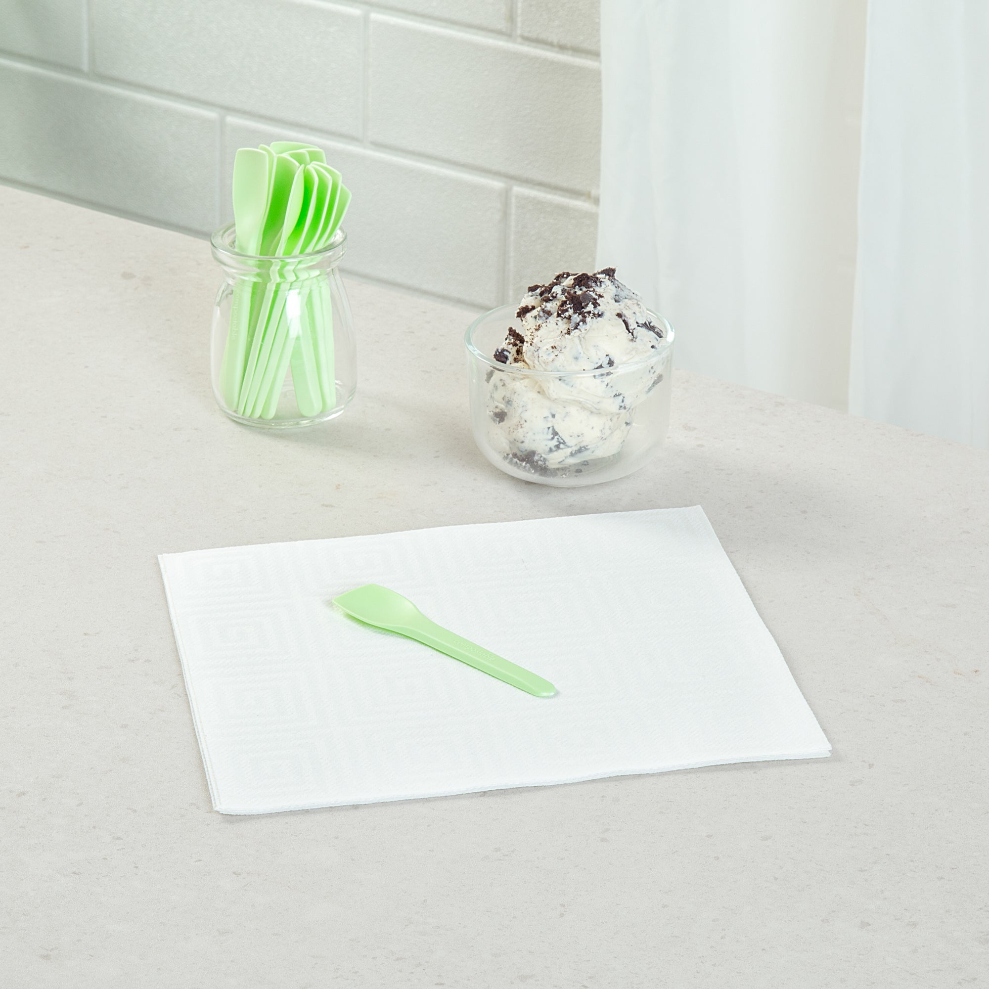 Eco-Friendly Green CPLA Plastic Ice Cream Spoons - Heat Resistant, Compostable, 1000 Count Bulk Box - Perfect for Parties, Restaurants, and Ice Cream Shops