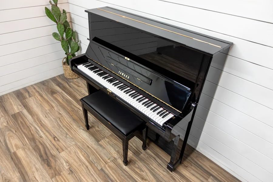 Premium Genuine Leather Ebony Concert Grand Piano Bench with Storage – Perfect for Home, Studio & Music Room