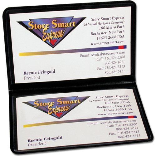 StoreSMART Black Folding Business Card Holders - 100 Pack - Durable Polypropylene Plastic Card Cases - Perfect for Networking Events, Trade Shows & Office Organization (RPP2915BK100)