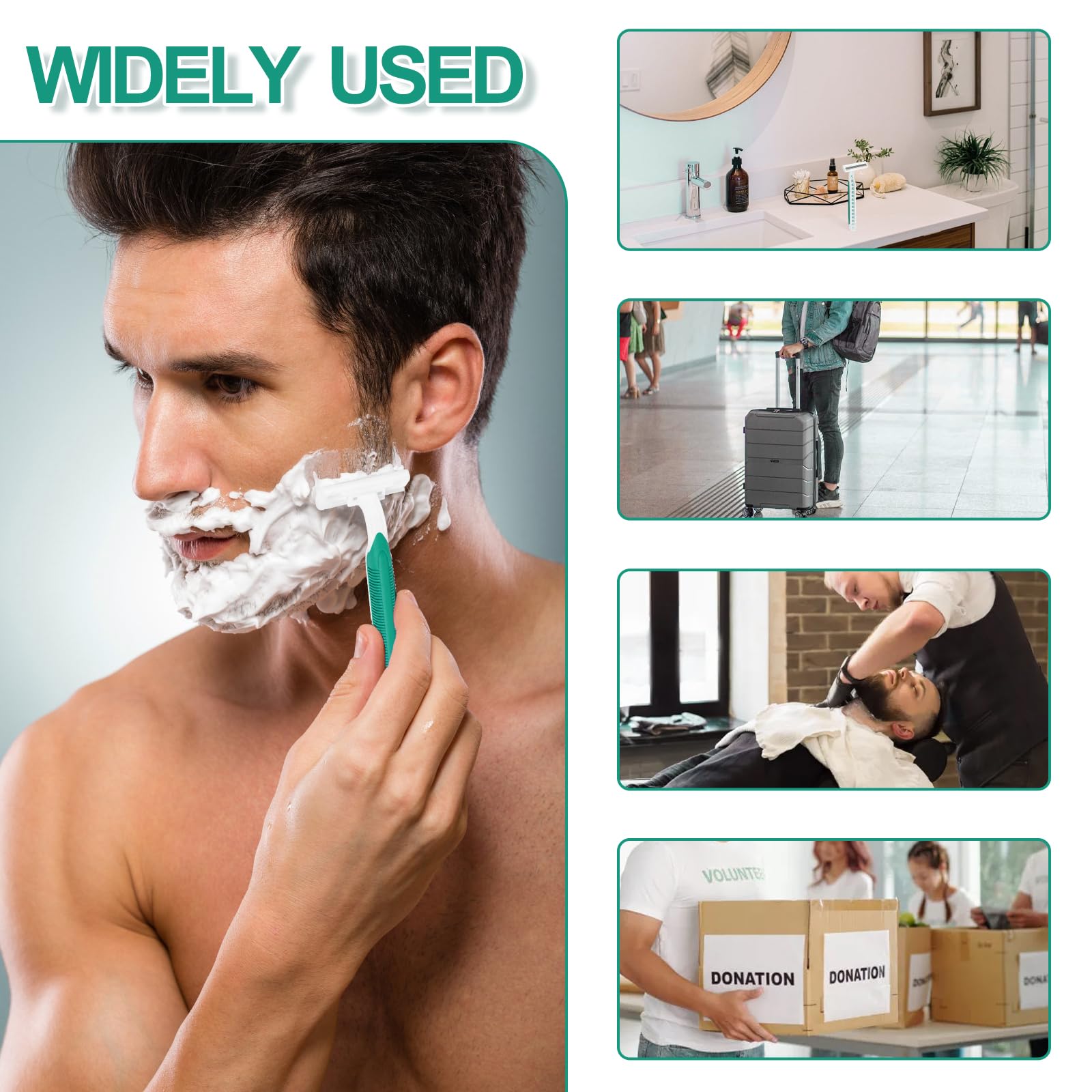 50 Pack Disposable Razors for Men & Women - Bulk Single Use 3 Blade Shaving Razors with Clear Cap - Individually Wrapped for Travel, Hotels, Charity, Airbnb - Perfect for Homeless Shelters, Hospitals & Emergency Kits