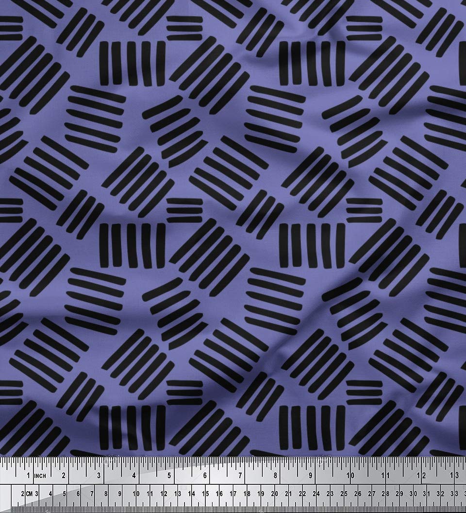 Soimoi Moss Georgette Purple Fabric by The Yard - 42 Inch Wide Brush Stroke Abstract Printed Textile for Dresses, Scarves & Home Decor | Artistic Floral Design Fabric for DIY Sewing Projects & Creative Decorations
