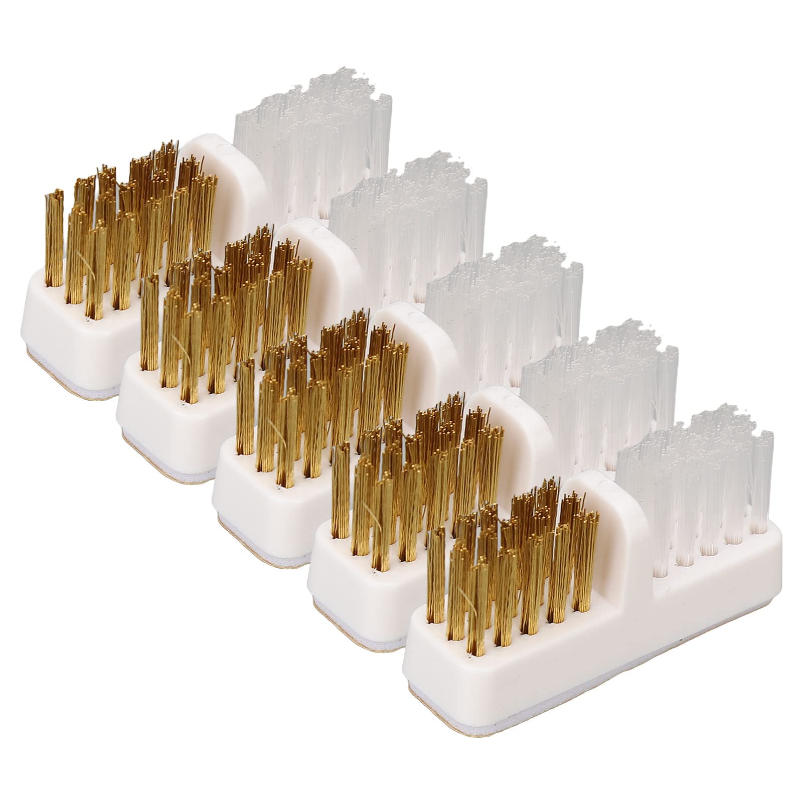 5 Pcs Drill Bit Cleaner Set - Small Nail Drill Bit Cleaner with Soft & Metal Bristles, Portable White Copper Design for Professional & Home Manicure | Perfect for Nail Salons, DIY Nail Care & Travel Kit