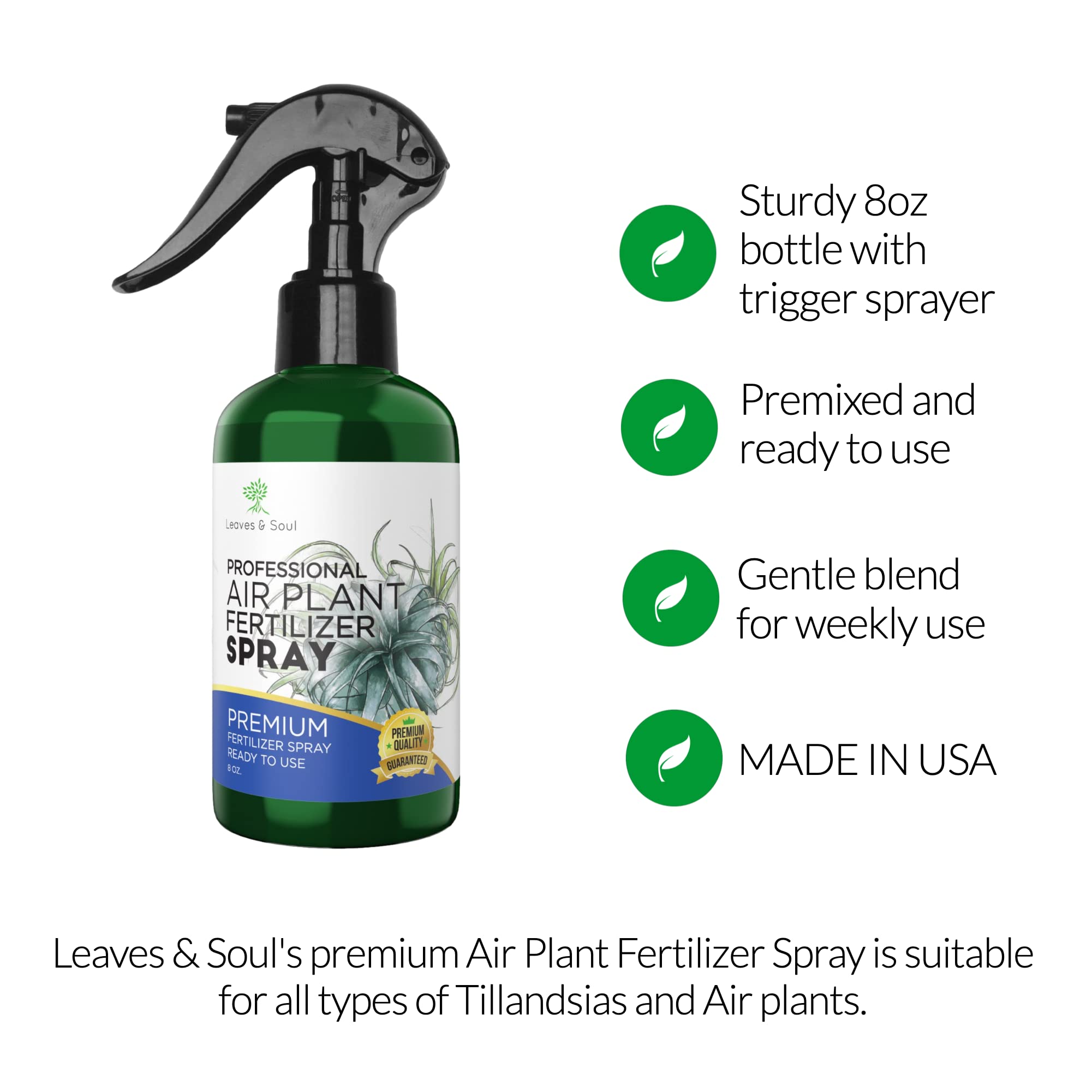 Premium Air Plant Fertilizer Spray - Pre-Mixed Weekly Use Formula | Gentle Nutrient Blend for Tillandsia & Air Plants | 8 oz Bottle | Perfect for Terrariums, Office Decor & Indoor Gardening