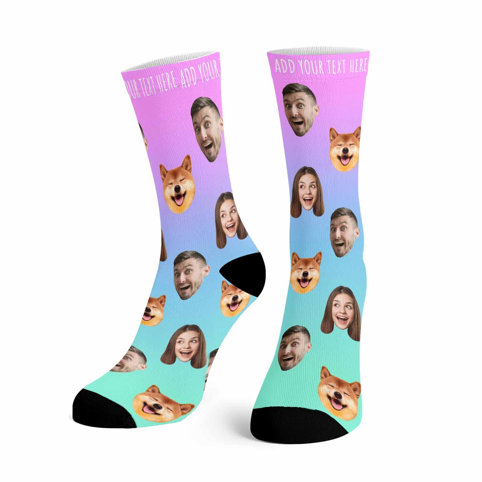 Custom Photo Socks for Men & Women - Personalized Cat & Dog Lover Socks - Funny Crew Socks Gift for Couples, Friends & Family - Perfect for Birthdays, Anniversaries & Holidays