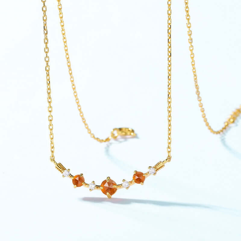 Natural Mandarin Garnet Pendant Necklace with Spiritual Chain - Elegant Gemstone Jewelry for Women | NL7496 | Perfect for Meditation, Yoga & Spiritual Healing