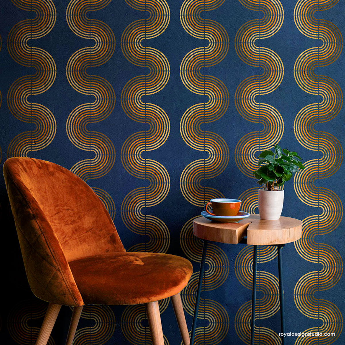 Sound Waves Modern Wall Stencil Kit - Reusable DIY Painting Template for Home Decor, Nursery, Living Room & Bedroom Accent Walls