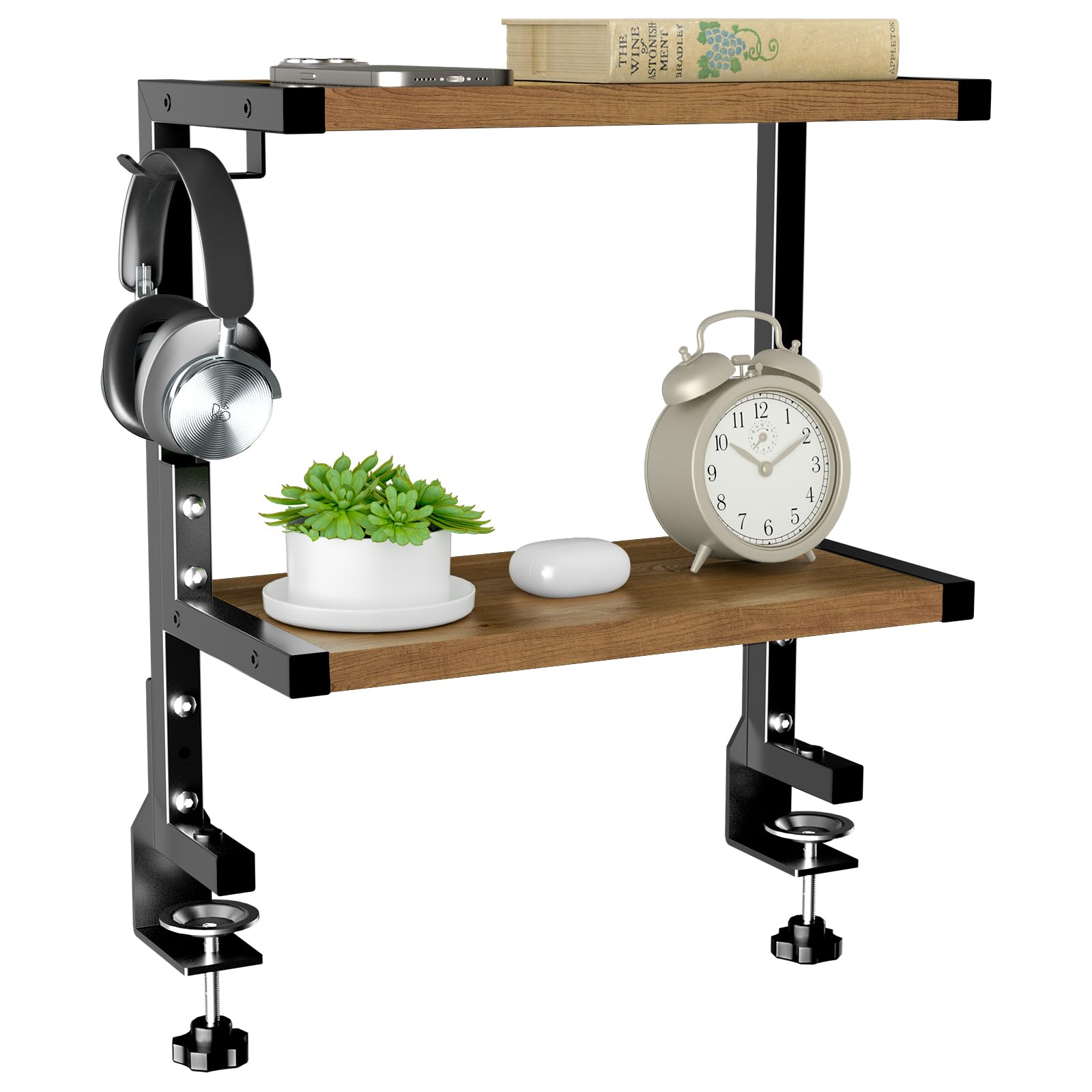 PUTORSEN 15 Inch Clamp-On Desk Shelf - Adjustable Under Desk Organizer for Office Supplies, Gaming Gear & Home Accessories | Perfect for Workspace, Gaming Setup & Home Office Organization