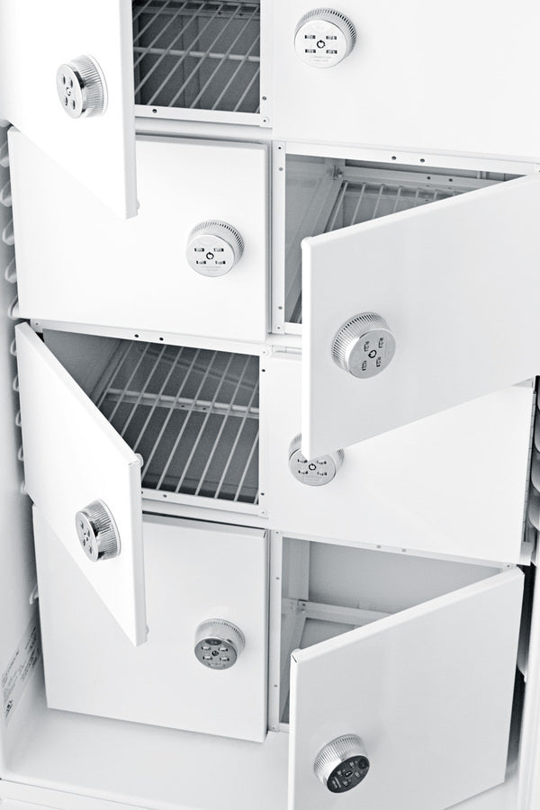 Accucold 24 Inch Wide All Refrigerator with 9 Locking Compartments - FFAR10LOCKER | Commercial & Medical Refrigerator for Labs, Pharmacies & Offices