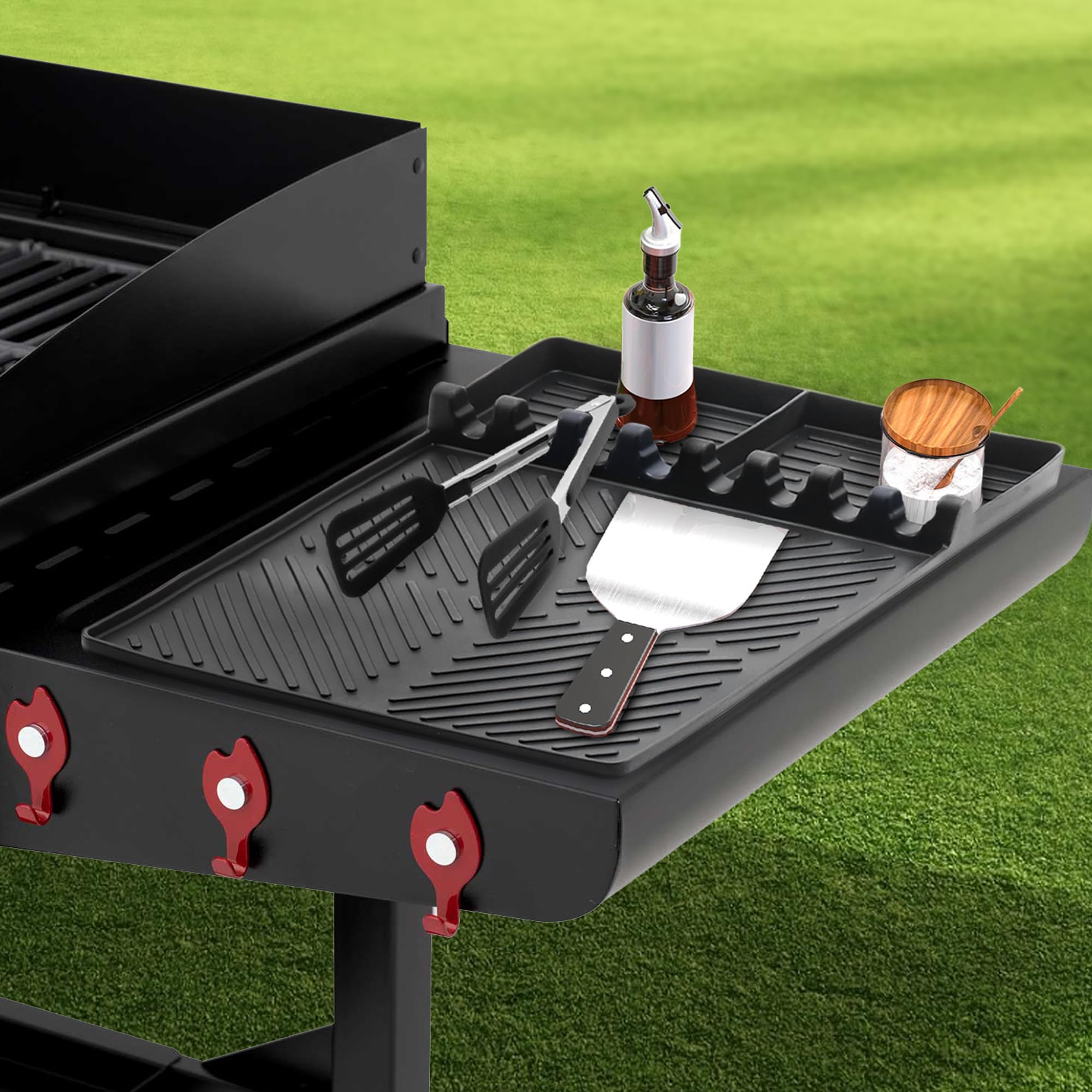 **Premium Silicone Griddle Tools Mat for Blackstone - Large Non-Slip Spatula Mat with Drip Pad | Food Grade BBQ Grill & Baking Mats | Perfect for Outdoor Cooking, Camping & Backyard Grilling**