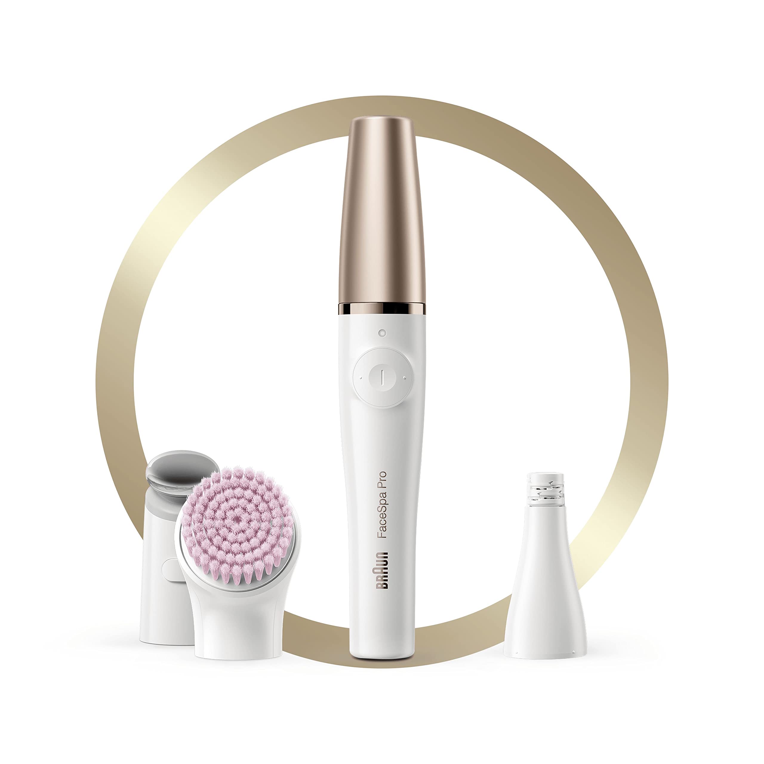 Braun SE912 FaceSpa Facial Epilator & Cleansing Brush - White/Bronze | FS1000 Mini Hair Remover for Women - White | At-Home Facial Hair Removal & Skin Care Kit for Smooth Skin | Perfect for Travel & Daily Beauty Routine