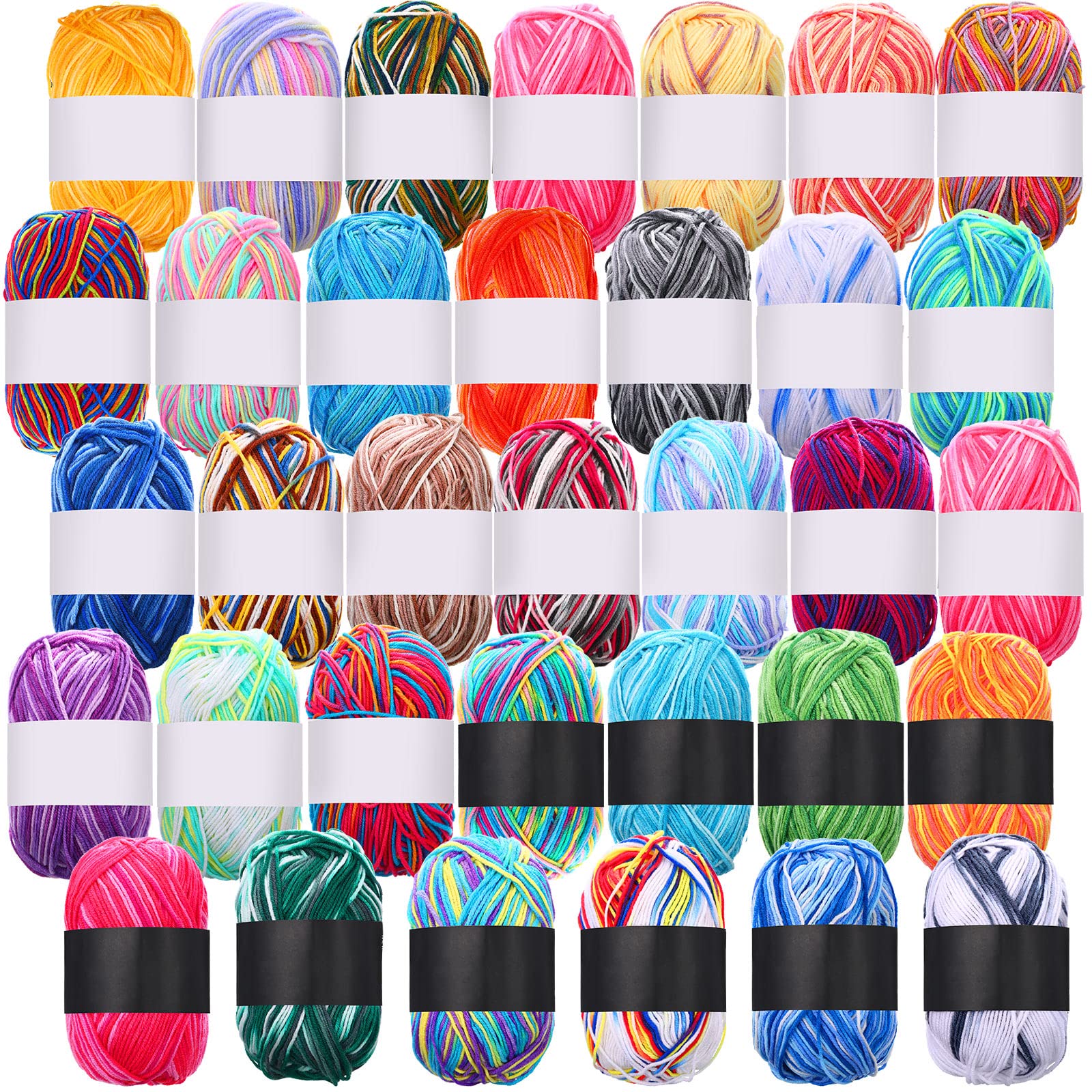 Fabbay 34 Rolls Soft Rainbow Milk Cotton Yarn for Crocheting & Knitting - DIY Craft Projects, Blankets, Scarves, Hats & Home Decor