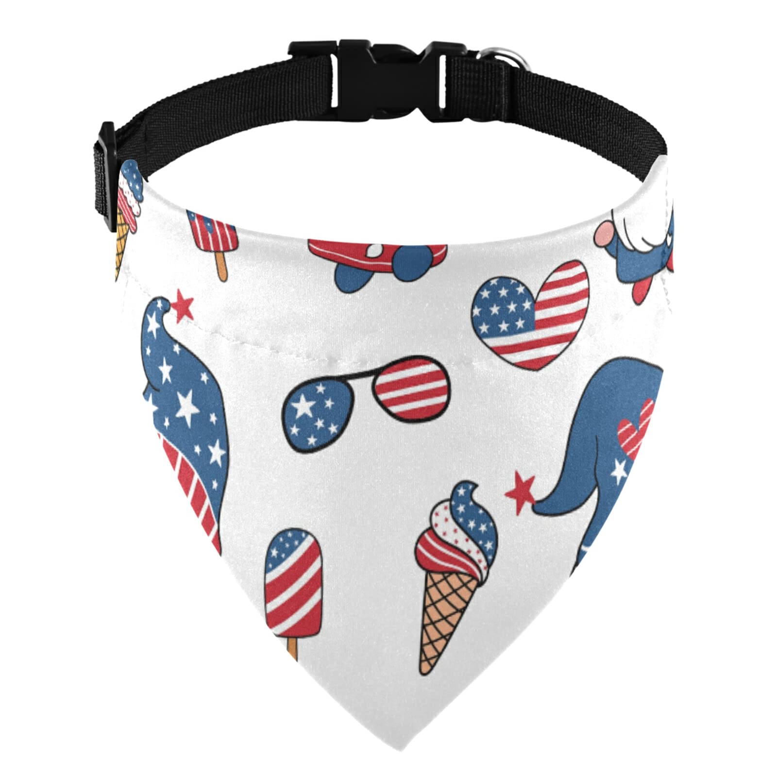 4th of July Patriotic Pet Bandanas - USA Flag Themed Adjustable Dog & Cat Bibs, Washable Breathable Pet Handkerchiefs for Independence Day Celebrations - Perfect for July 4th Parades, Backyard BBQs & Patriotic Photo Shoots