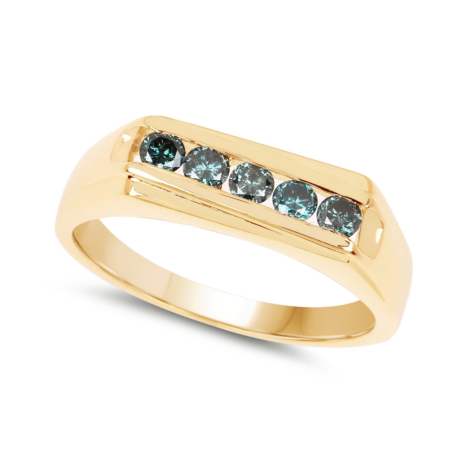 14K Yellow Gold Plated 0.35 Carat Genuine Black Diamond 925 Sterling Silver Ring for Women - Elegant Wedding, Engagement & Anniversary Jewelry Gift