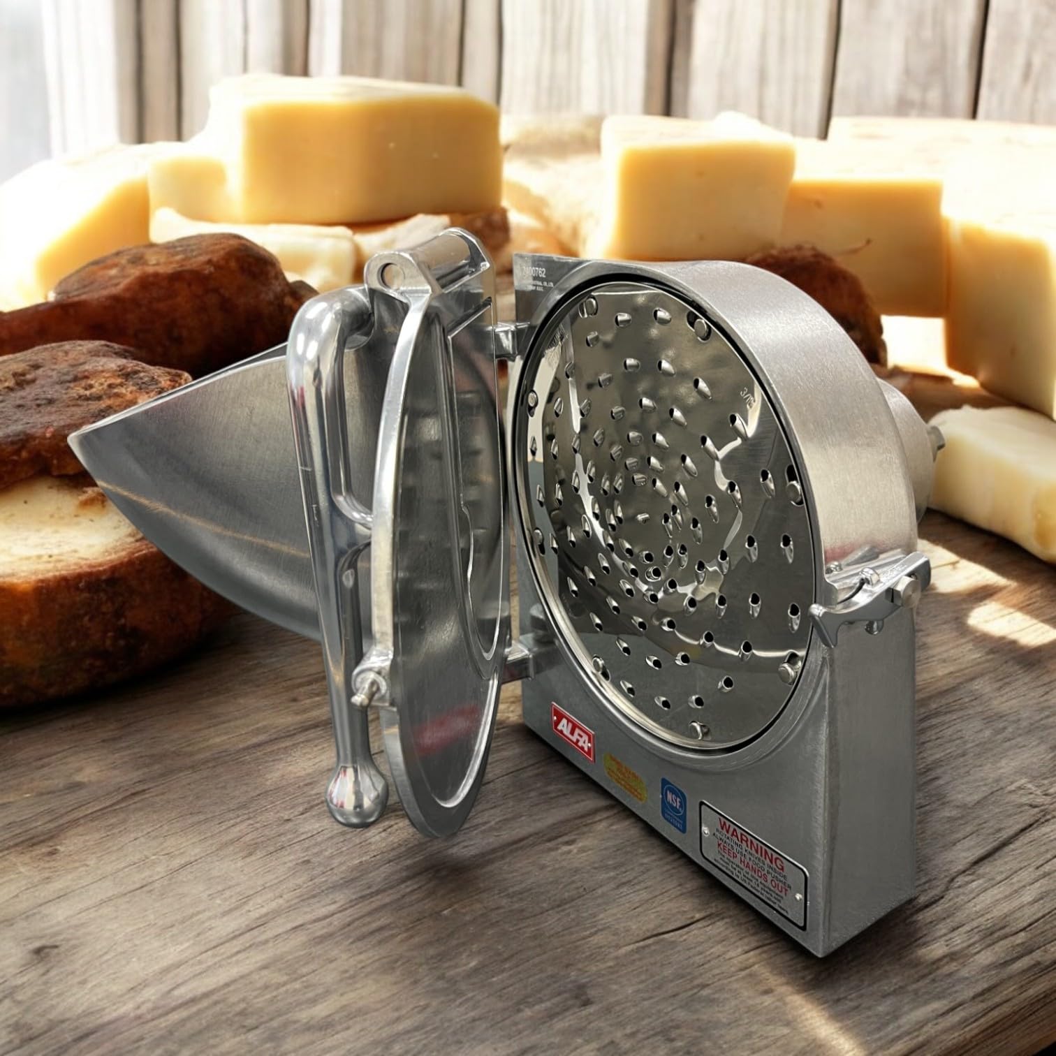 Alfa GS-12 Commercial Mixer Grater Shredder Attachment - Complete Set Compatible with Standard #12 Meat Grinder Hubs | Perfect for Cheese, Vegetables & Food Prep in Restaurants & Kitchens