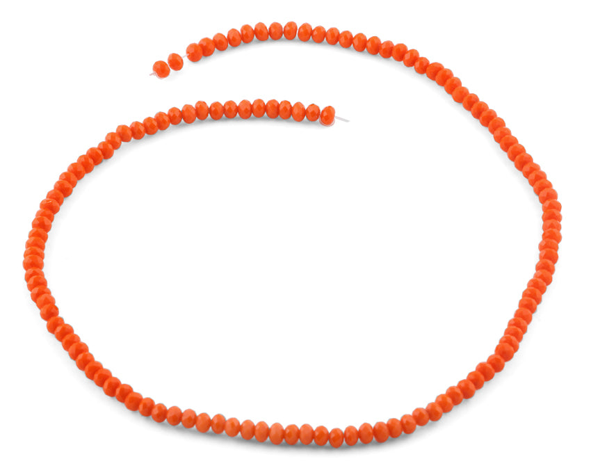 4mm Orange Faceted Rondelle Crystal Beads for Jewelry Making - DIY Necklace, Bracelet & Earrings Supplies - Sparkling Czech Glass Beads for Crafting & Fashion Accessories