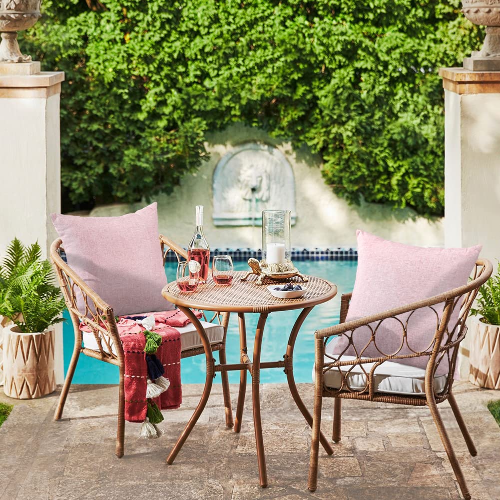 OTOSTAR Waterproof Outdoor Throw Pillow Covers 18x18 Inch - Pack of 4 Decorative Square Cushion Covers for Patio, Garden, Sofa, Balcony & Tent - Weather-Resistant Home Decor (Pink) | Perfect for Outdoor Furniture, Camping & Backyard Relaxation