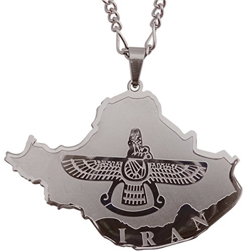 Persian Farohar Necklace - Iranian Map Charm for Travel & Culture