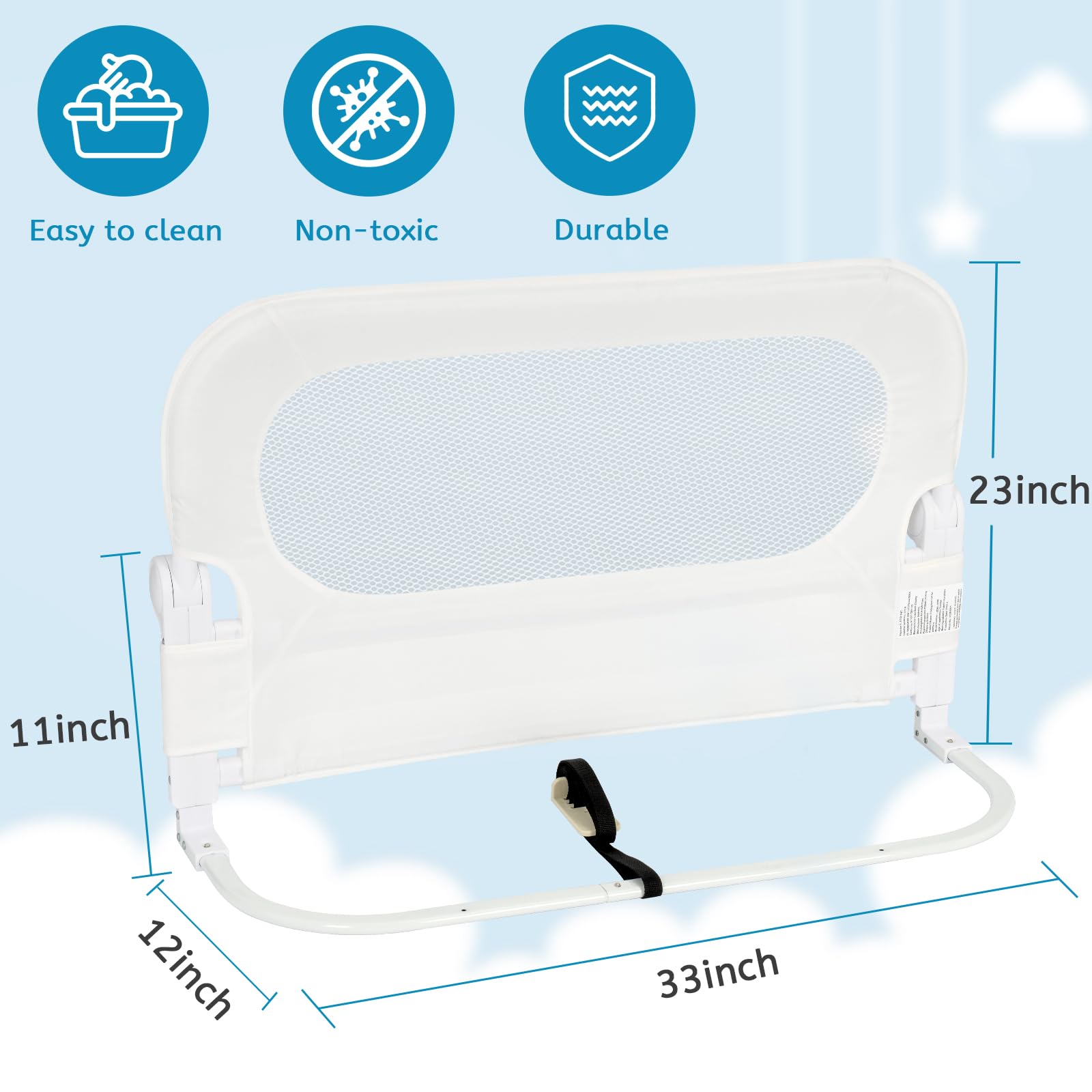 Y-STOP Adjustable Bed Rail Guard for Queen, King & Twin Beds - 33