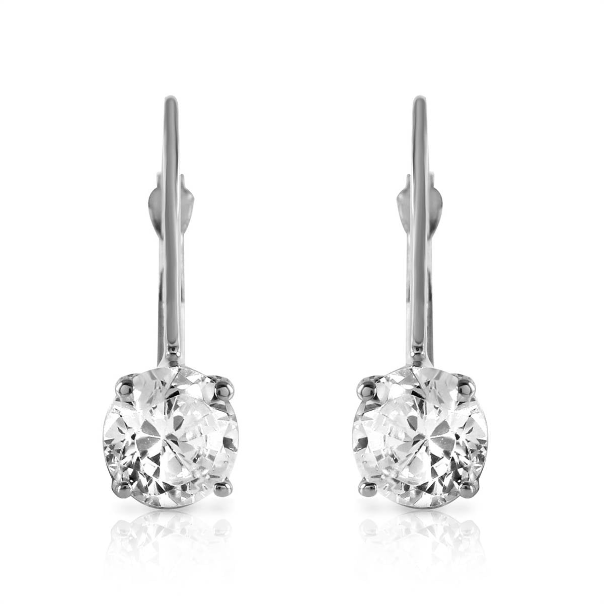 1 Carat 14K Solid White Gold Leverback Diamond Earrings - 1.0ct Round Cut Stud Earrings for Women - Perfect for Weddings, Anniversaries & Special Occasions