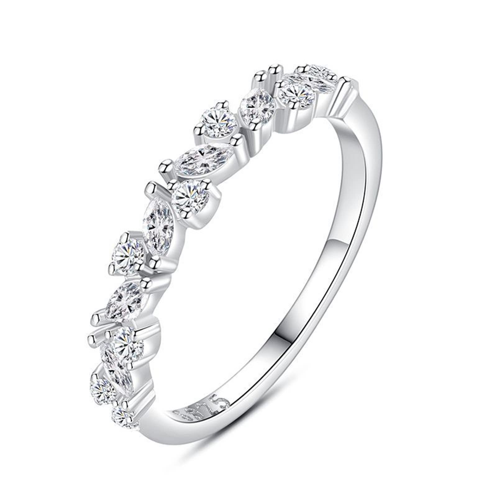 Hoisy Cubic Zirconia Engagement Rings for Women - Round Cut Wedding Band, Anniversary Gift, Promise Ring for Girlfriend, Bride, Fiancee | Perfect for Proposals, Valentine's Day, Special Occasions