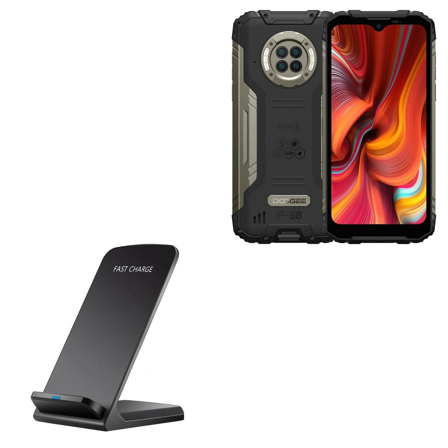Wireless Charger Stand for Doogee S96 Pro - 10W Fast Qi Charging Pad, Cord-Free Charging Station | Perfect for Home, Office, and Travel Use - Jet Black
