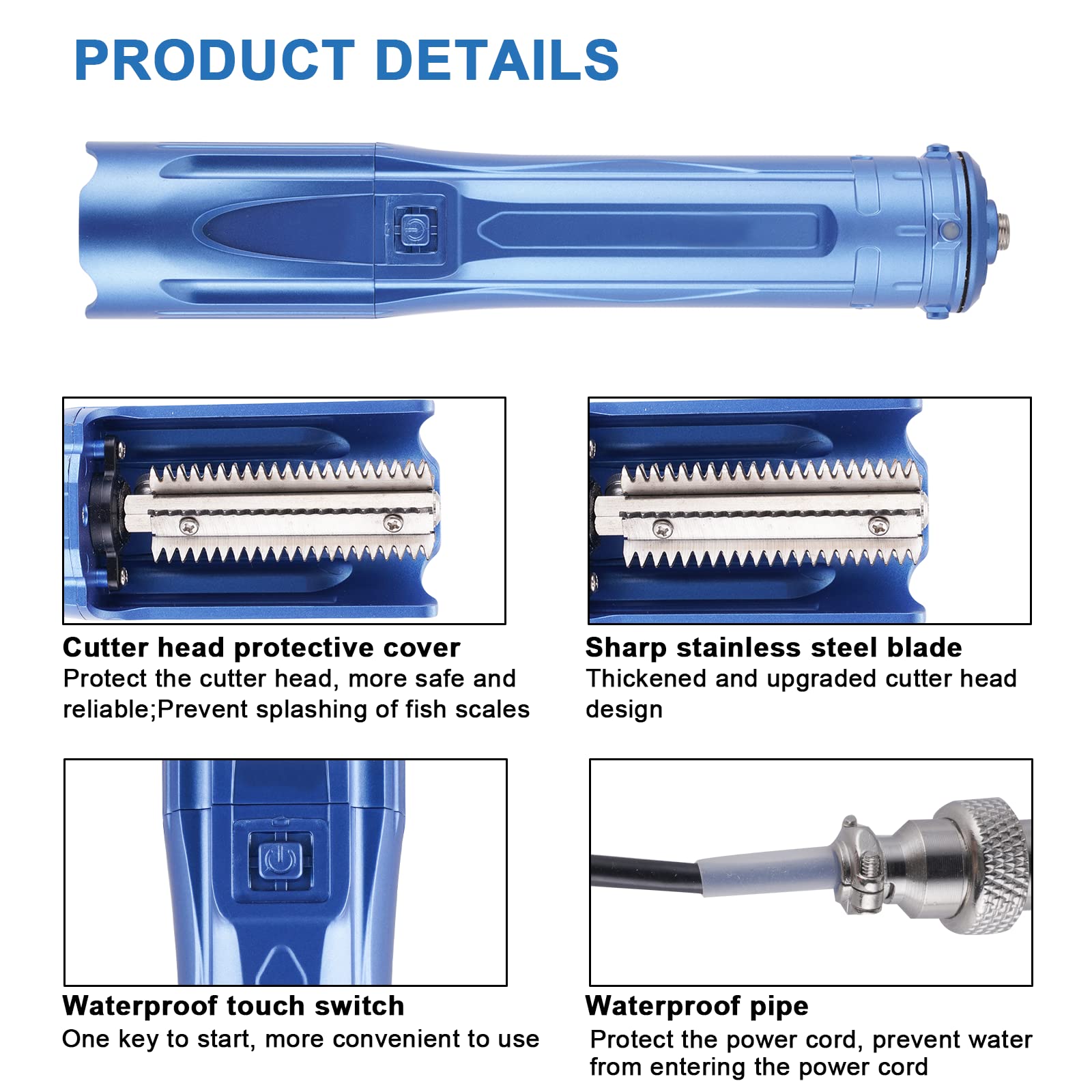 MXBAOHENG Cordless Electric Fish Scaler - 2600mAh Rechargeable Battery, Waterproof Brushless Motor Fish Scale Remover Cleaner with Built-in Scraper - Perfect for Home Kitchen, Fishing Trips & Outdoor Cooking