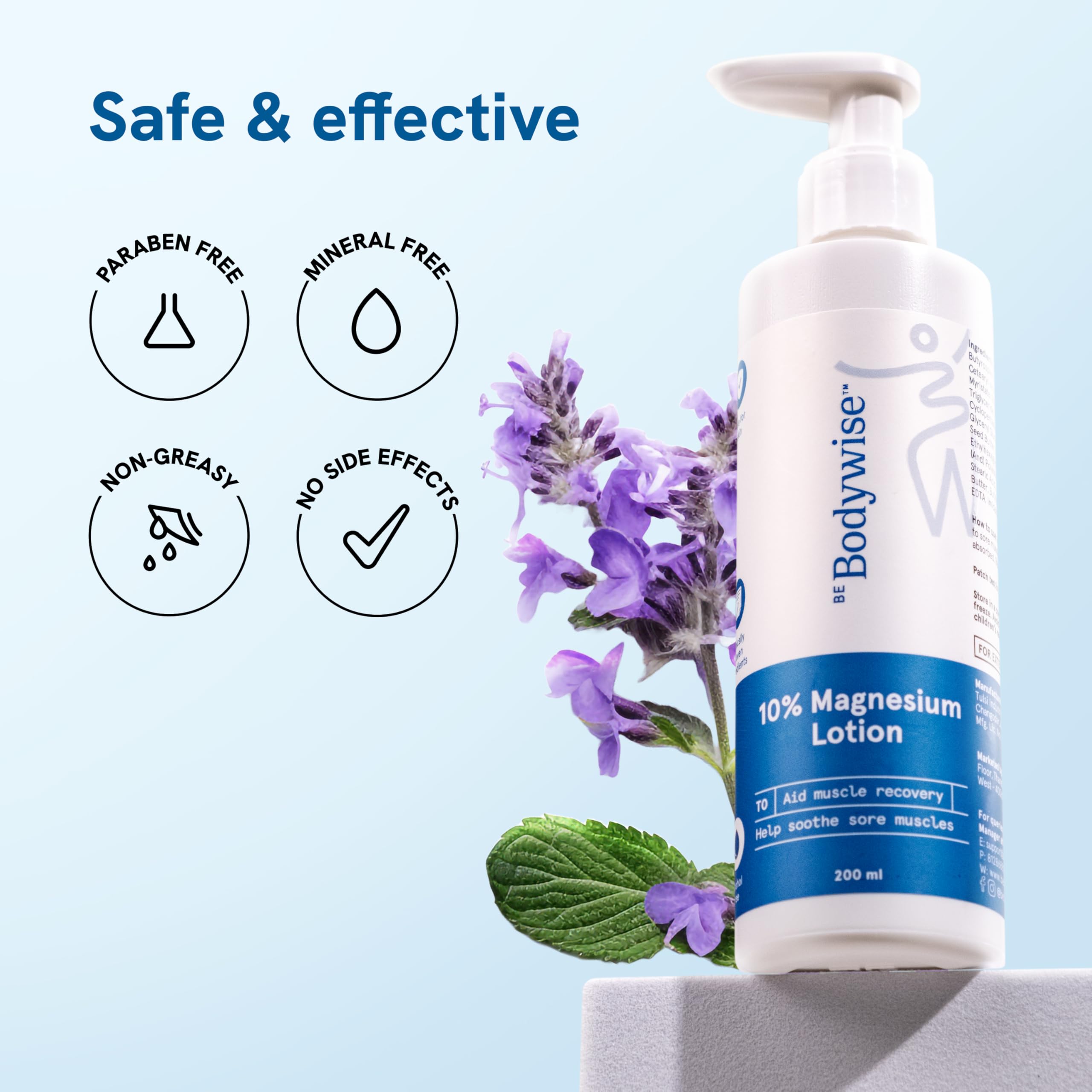 Be Bodywise 10% Magnesium Sleep Body Lotion 200ml - Muscle Recovery & Relaxation Cream with Shea Butter & Lavender | Mild Scent, Lightweight, Non-Greasy Formula | Perfect for Nighttime Relaxation & Post-Workout Recovery