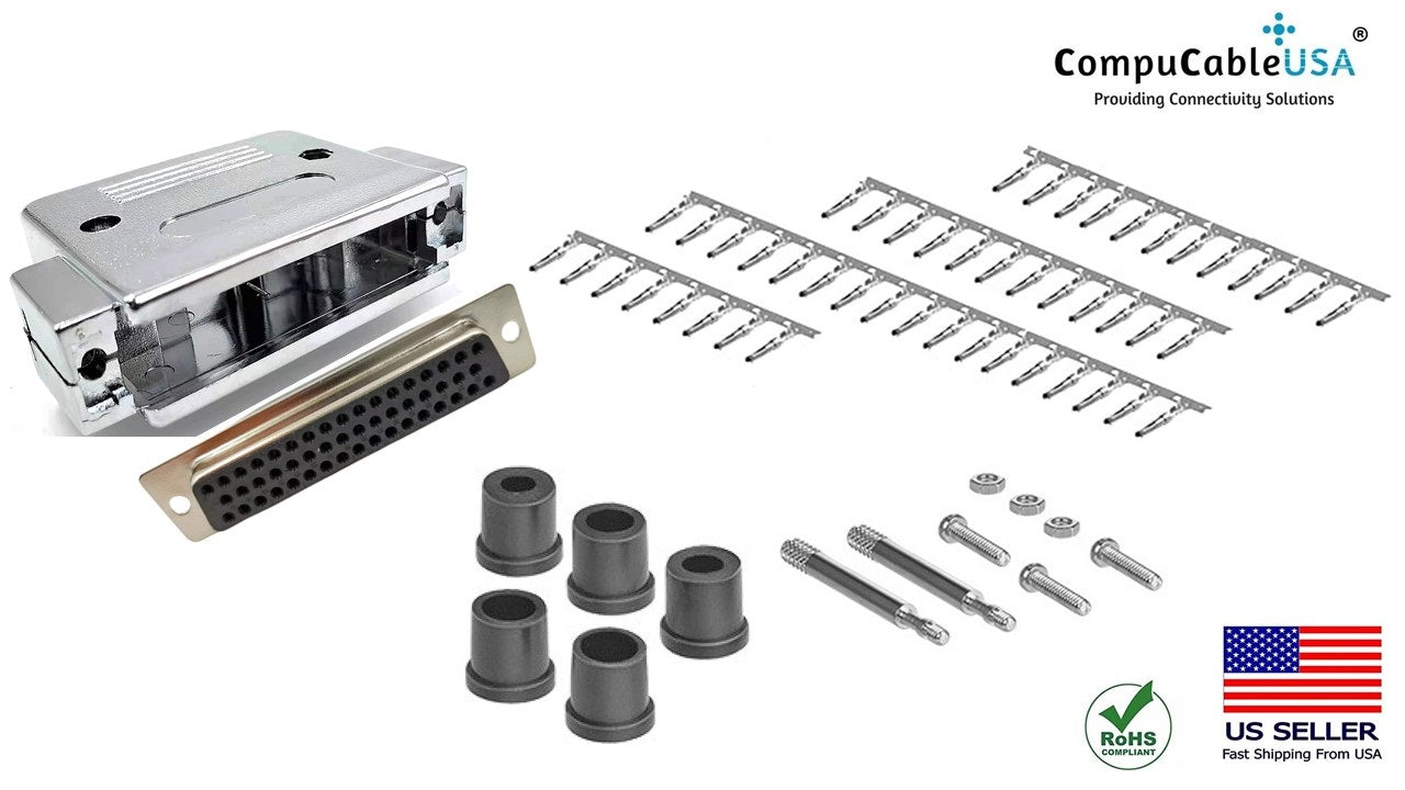 DB50 Female Crimp Type Unshielded Plastic Hood Connector - High-Quality Electrical Terminals for Industrial Equipment & Automotive Wiring Applications