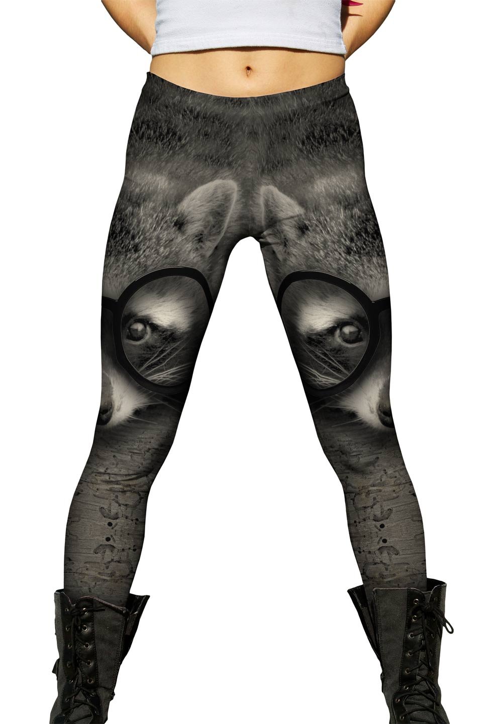 Yizzam Mr Raccoon Women's Yoga Pants - High Waist Stretchy Workout Leggings for Running, Gym & Casual Wear