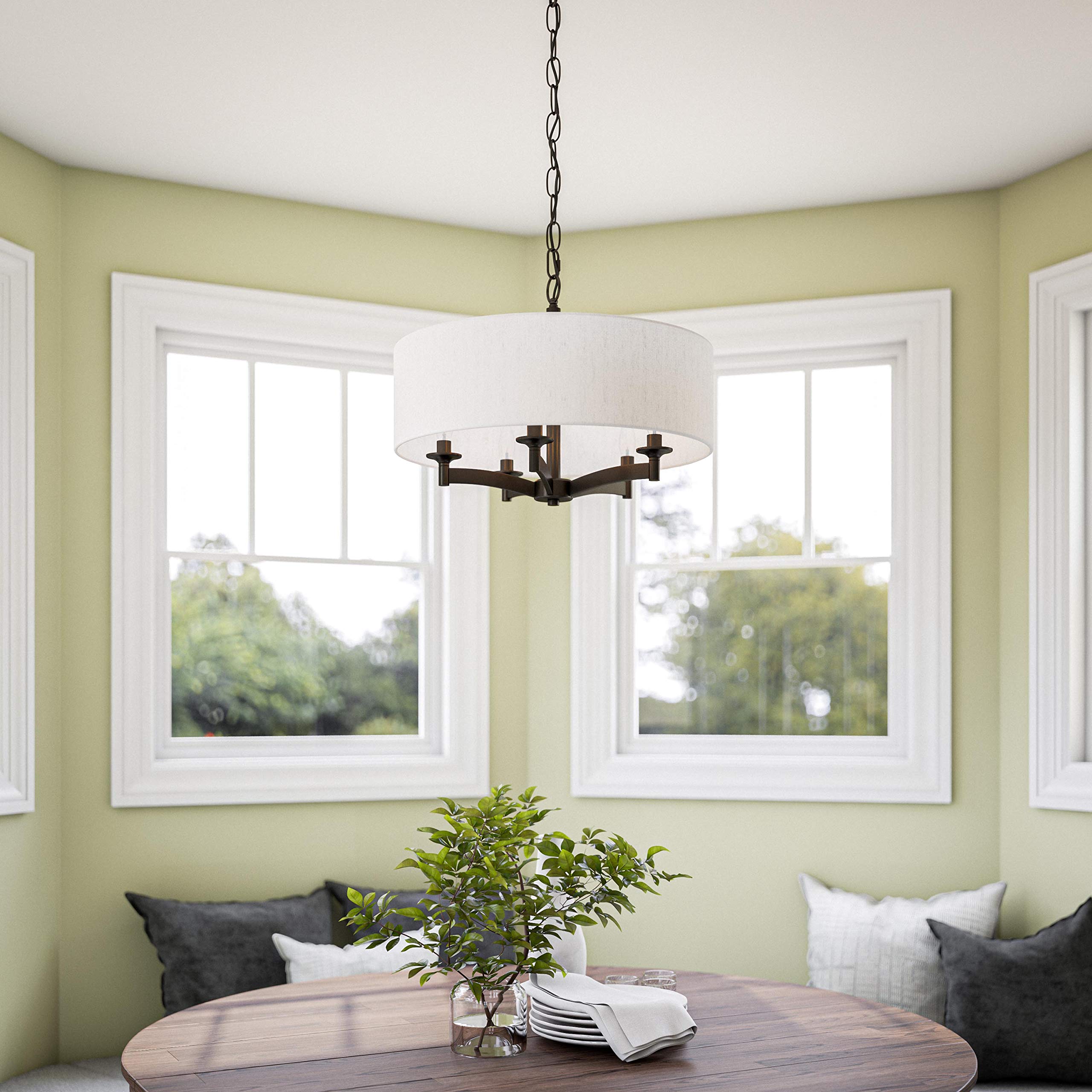 Kenroy Home 93637ORB Rutherford Large Pendant Light Fixture in Oil Rubbed Bronze - Perfect for Kitchen Island, Dining Room, or Entryway Lighting