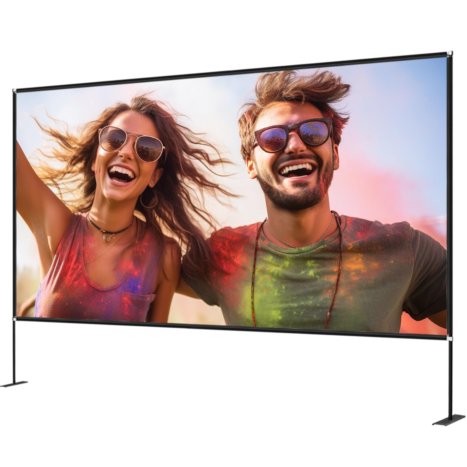 VEVOR 180-Inch Portable Projector Screen with Stand - 16:9 HD 4K Wide Angle Outdoor Movie Screen, Easy Assembly & Storage Bag - Perfect for Backyard Movie Nights, Home Theater, and Outdoor Events