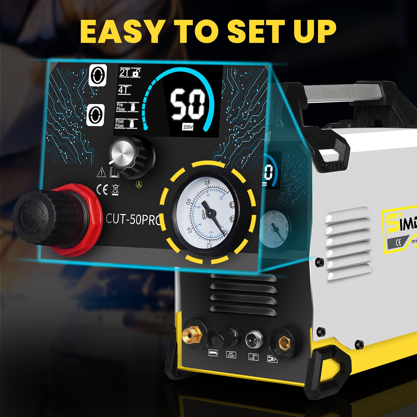 SSIMDER CUT 50 PRO Pilot Arc Plasma Cutter - 50 Amp Air Plasma Cutting Machine for Metal, Steel, Iron | Portable Welding Tool for DIY, Auto Repair & Metal Fabrication | Perfect for Home Workshops & Industrial Use