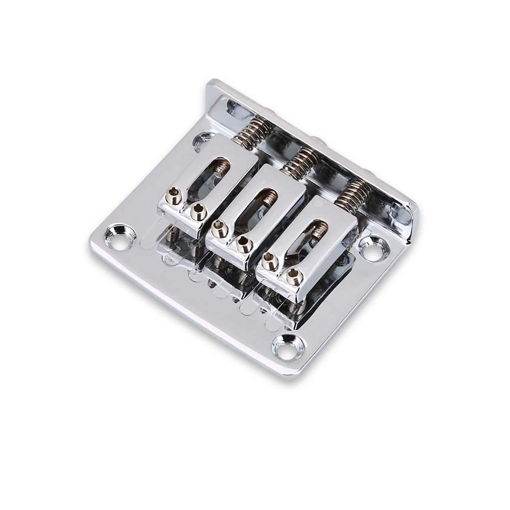 3-String Electric Guitar Bridge - Zinc Alloy Fixed Bridge Replacement for 3 String Guitars | Durable & Stable Silver Guitar Bridge Part | Perfect for Blues, Slide & Lap Steel Guitar Players