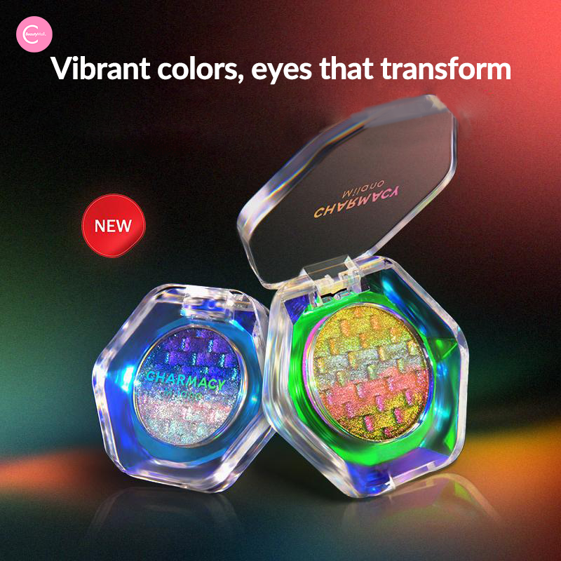 CHARMACY Chameleon Rainbow Flash Highlighter & Eyeshadow Palette - Long Lasting Pigmented Makeup for Party, Festival & Night Out Glam Looks